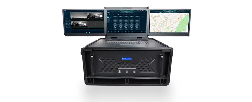 Caja de comando de emergencia de triple pantalla