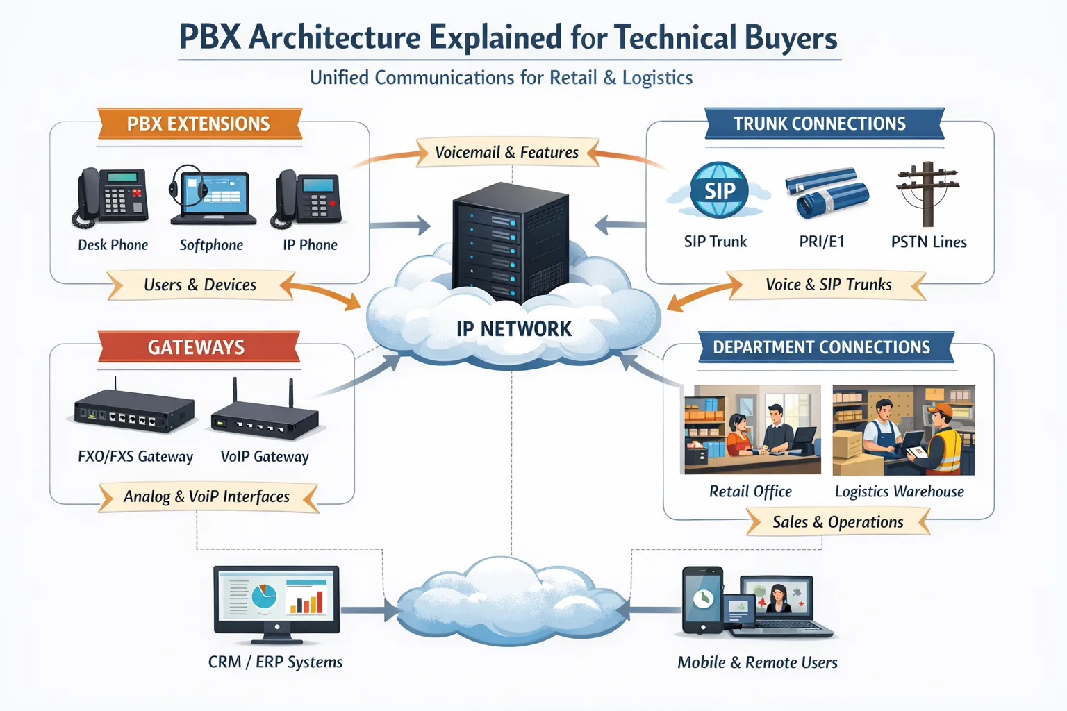 Arquitectura PBX explicada para compradores técnicos