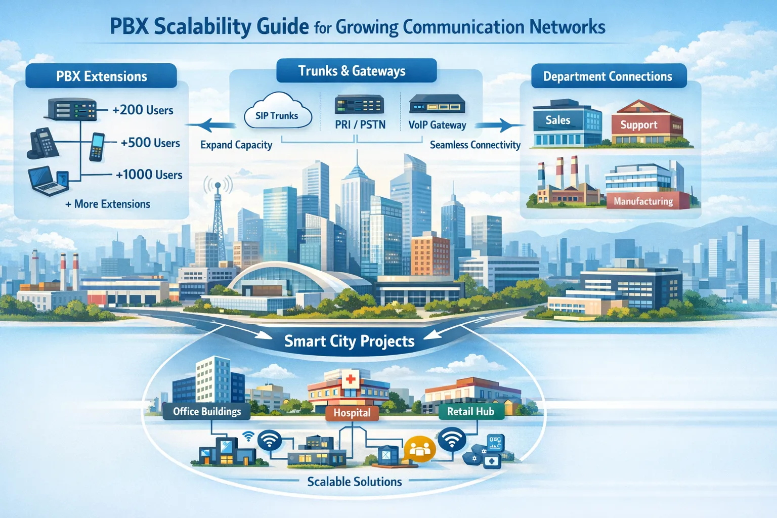 Guía de escalabilidad de PBX para redes de comunicación en crecimiento