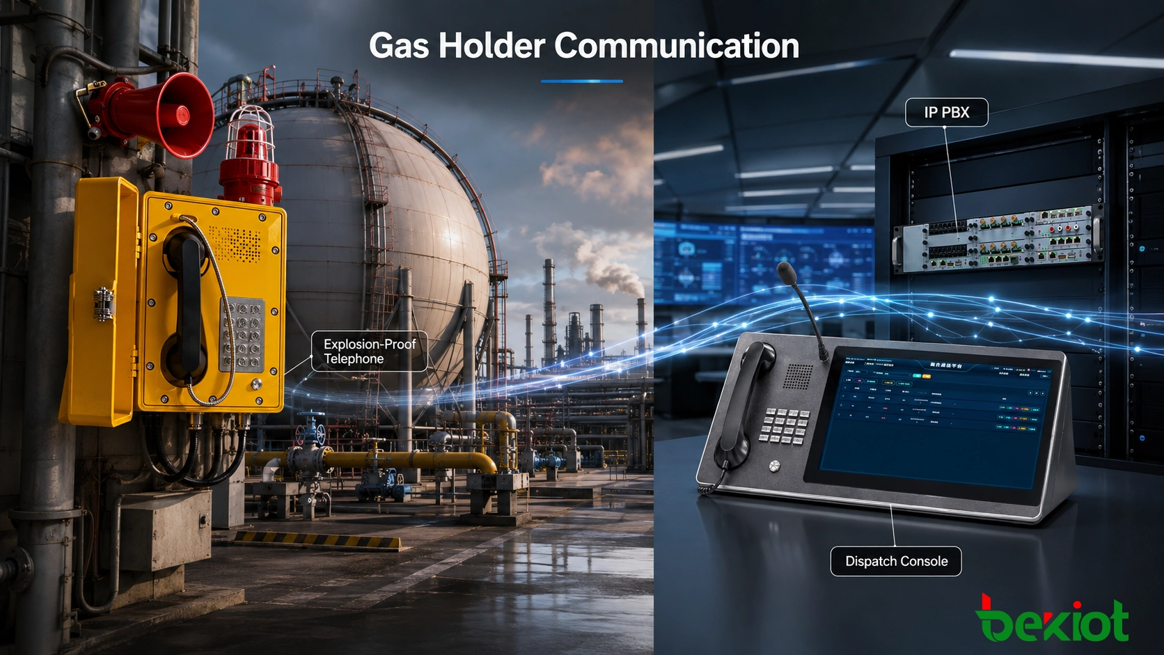 Comunicación por teléfono antiexplosivo entre estaciones de gas y centro de despacho