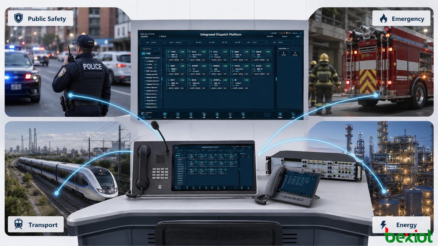 Aplicaciones de una consola de despacho Android en seguridad pública, rescate de emergencia, transporte, instalaciones energéticas, operaciones mineras y entornos de mando móvil