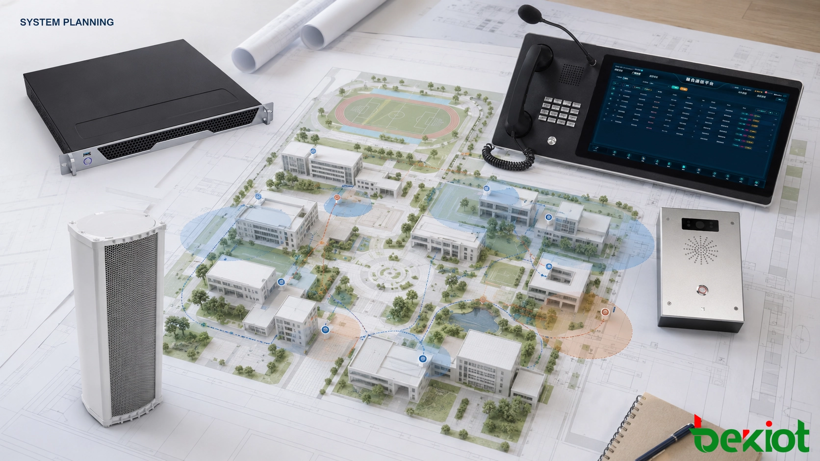Diseño de comunicaciones para campus que integra megafonía, telefonía, interfonía, alarmas y despacho